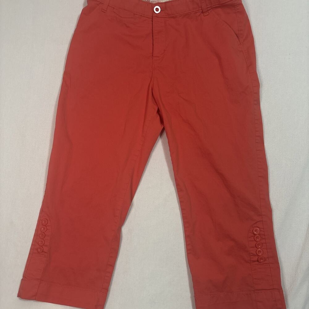 Lee Comfort Waist Band CapriWomen’s Size 12 Medium Orange/Coral Stretch Waist
